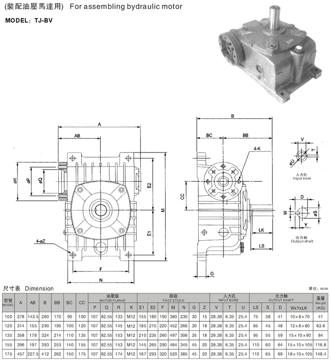 WP臥式減速機(jī)參數(shù)圖 WP臥式減速機(jī)參數(shù)圖
